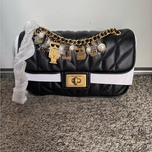 Karl Lagerfeld Black Quilted Bag with Gold Accents